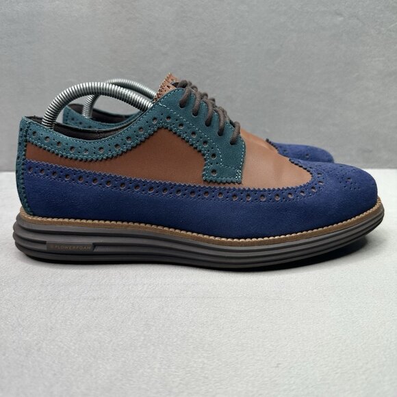 Cole Haan ØriginalGrand Remastered Mens Size 8.5 (M) Longwing Oxford Blue Brown - Picture 1 of 8